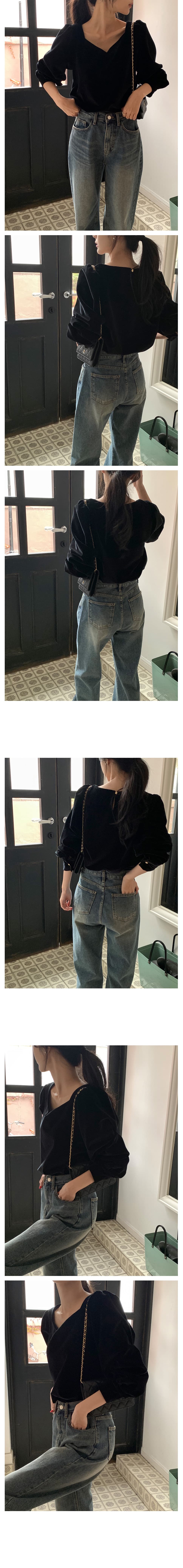 있음 선적 한 부서 품격 벨벳 복숭아 심장 고리 긴팔 맨위 상세 이미지 3