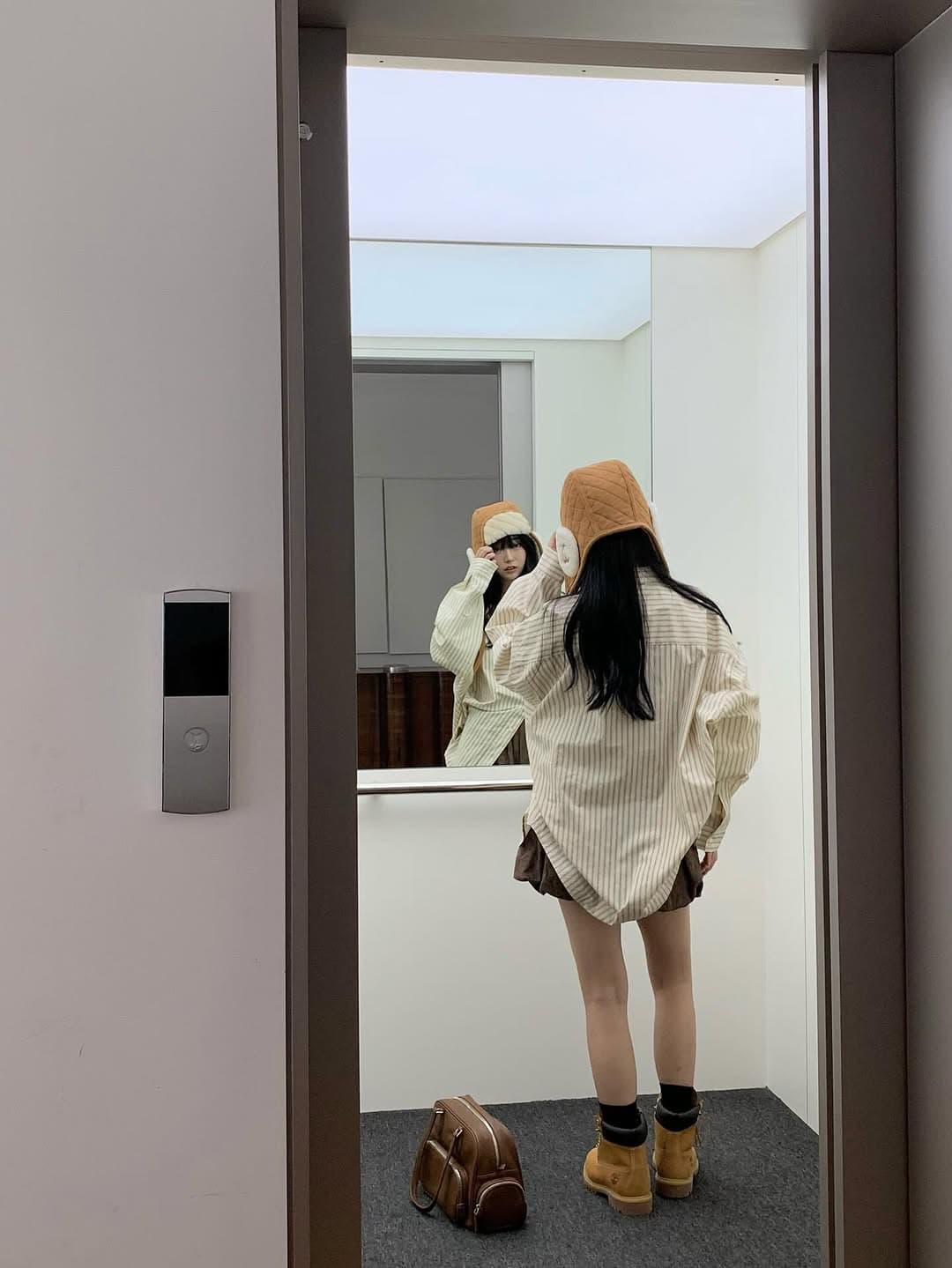 있음 선적 4 가지 색상 핏 스타일 슈퍼 긍정적 인 한 부서 동대문 스트라이프 긴팔 루즈핏 셔츠 상세 이미지 4