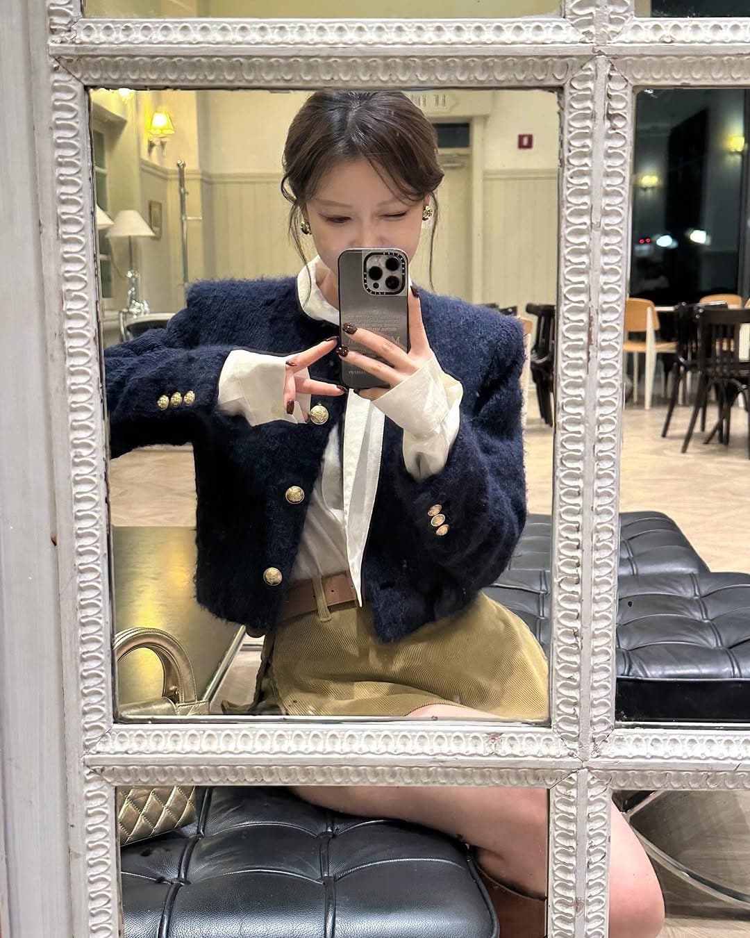 있음 선적 한 부서 출퇴근 디자인 센스 비대칭 칼라 긴팔 싱글 줄 버튼 셔츠 상세 이미지 3