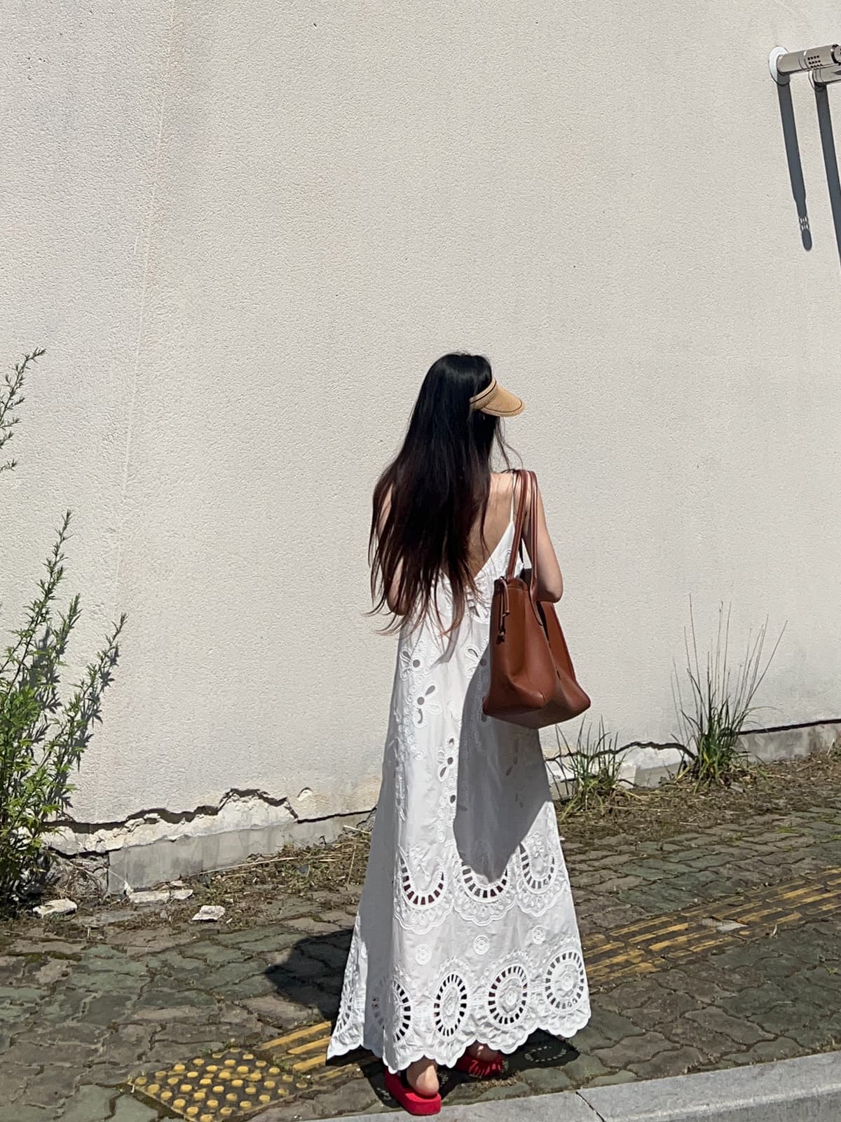 있음 선적 한 부서 휴가 바람 무거운 작업 물 용해 꽃 슬립 롱 코트 드레스 상세 이미지 7