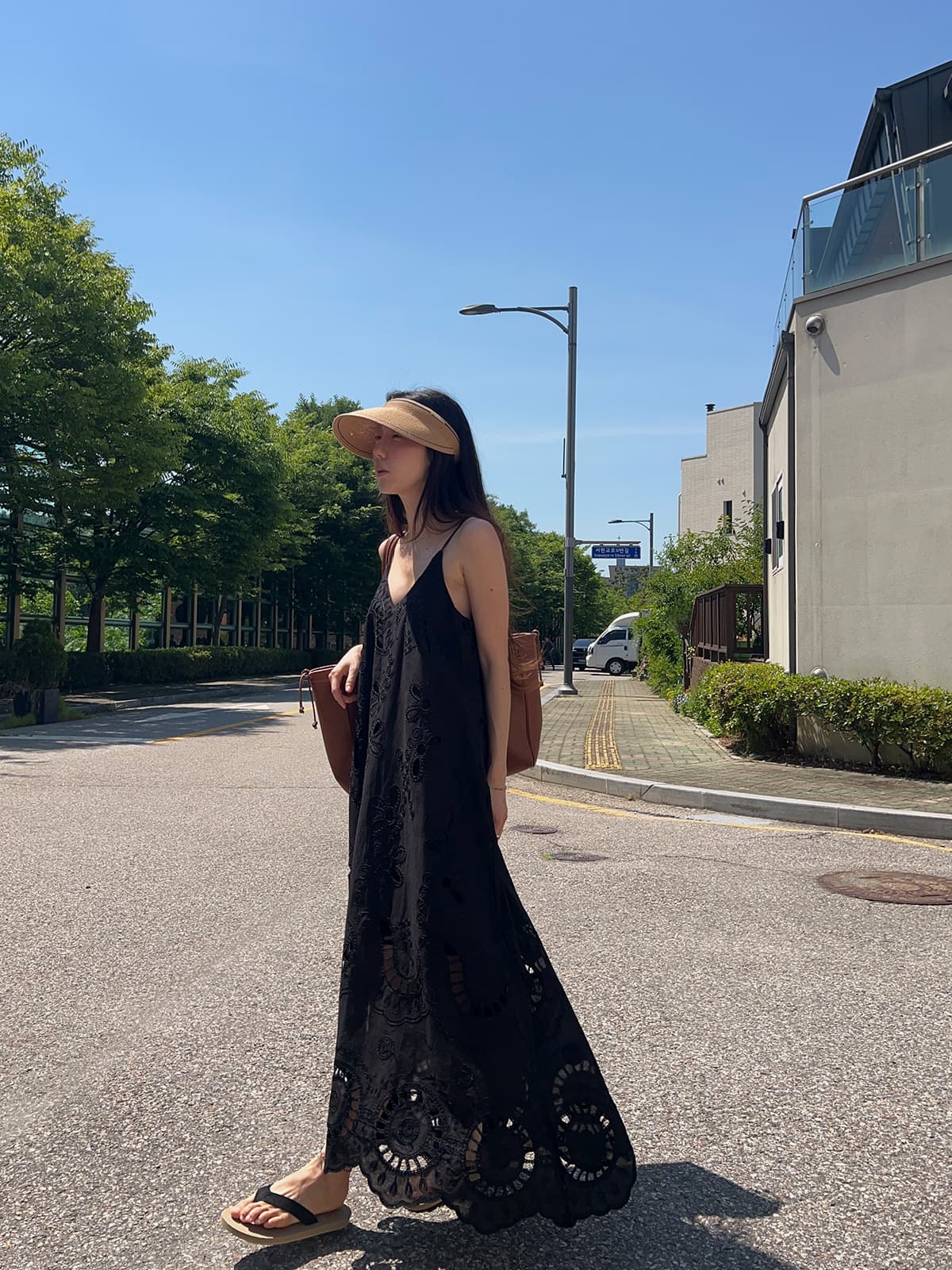 있음 선적 한 부서 휴가 바람 무거운 작업 물 용해 꽃 슬립 롱 코트 드레스 상세 이미지 12