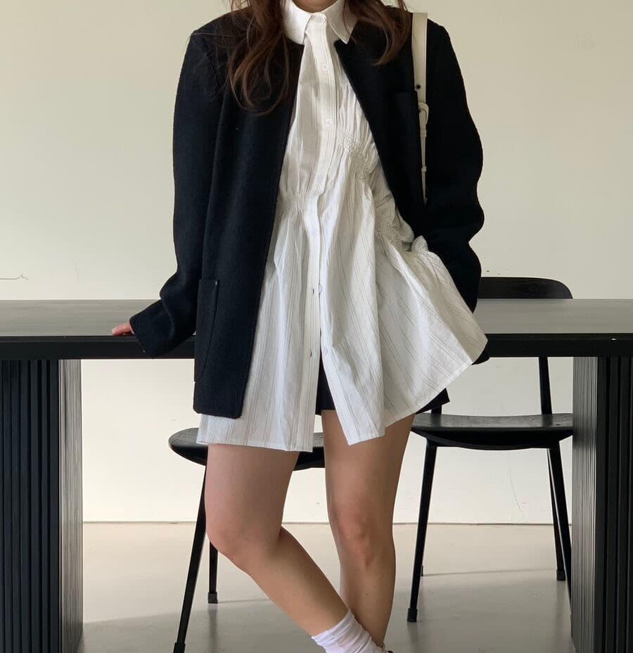 있음 선적 한 부서 디자인 센스 명중 가져 가라. 주름 비대칭 긴팔 여성 셔츠 싱글 줄 버튼 상세 이미지 18