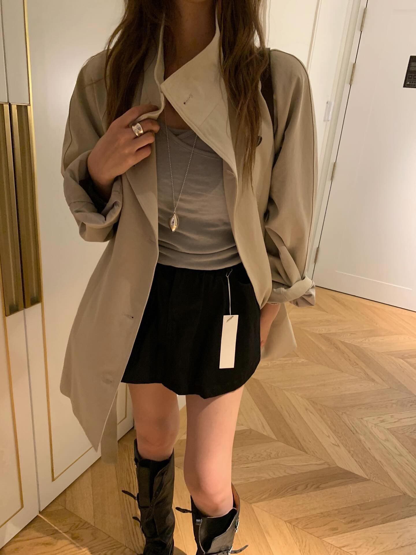 있음 선적 한 부서 미니멀리즘 다용도 출퇴근 중간 길이 재킷 재킷 상세 이미지 3
