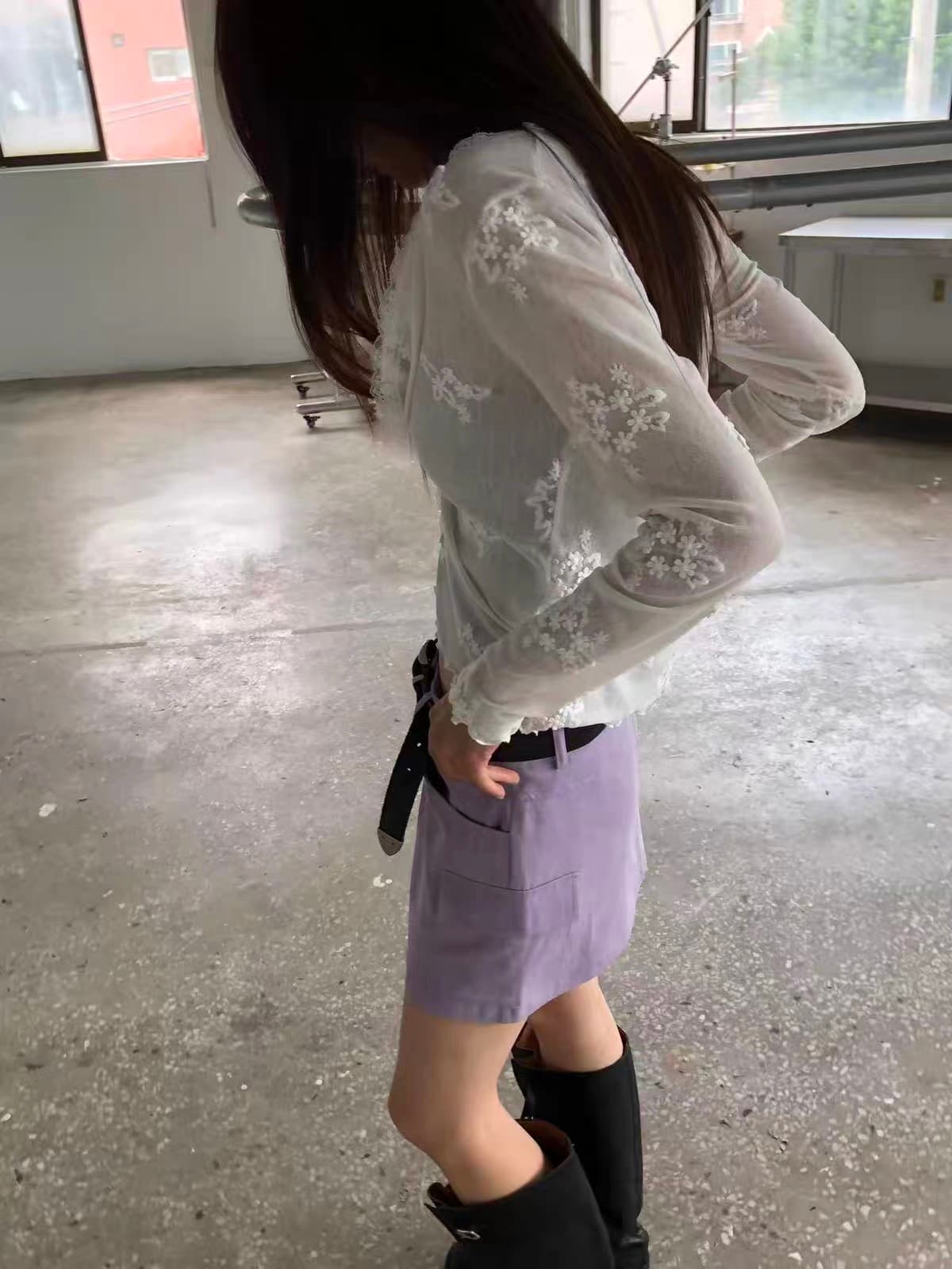 있음 선적 한 부서 여성 몸매 가꾸기 레이스 자수 얇고 가벼운 오픈 가디건 싱글 줄 버튼 상세 이미지 9