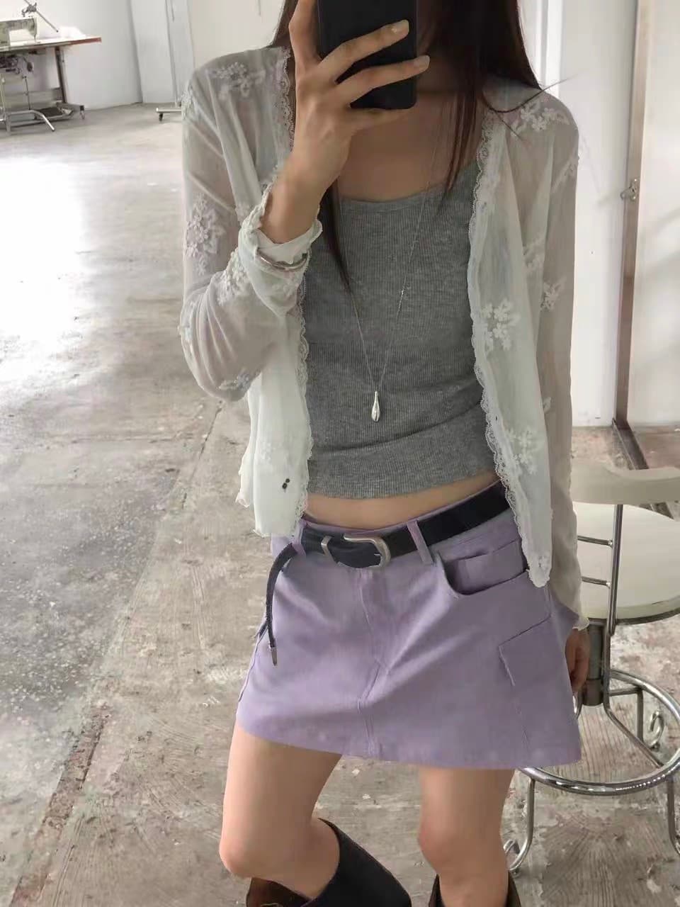 있음 선적 한 부서 여성 몸매 가꾸기 레이스 자수 얇고 가벼운 오픈 가디건 싱글 줄 버튼 상세 이미지 11