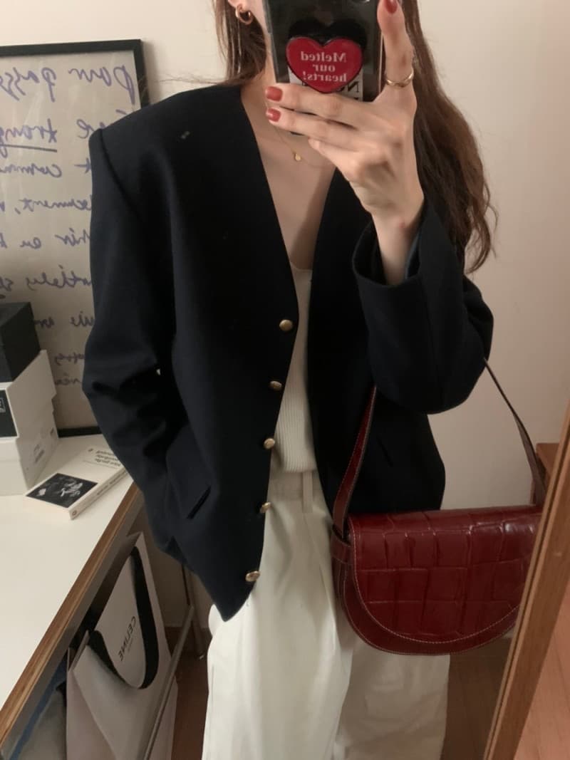 있음 선적 한 부서 클래식 미니멀리즘 다용도 V넥 긴팔 재킷