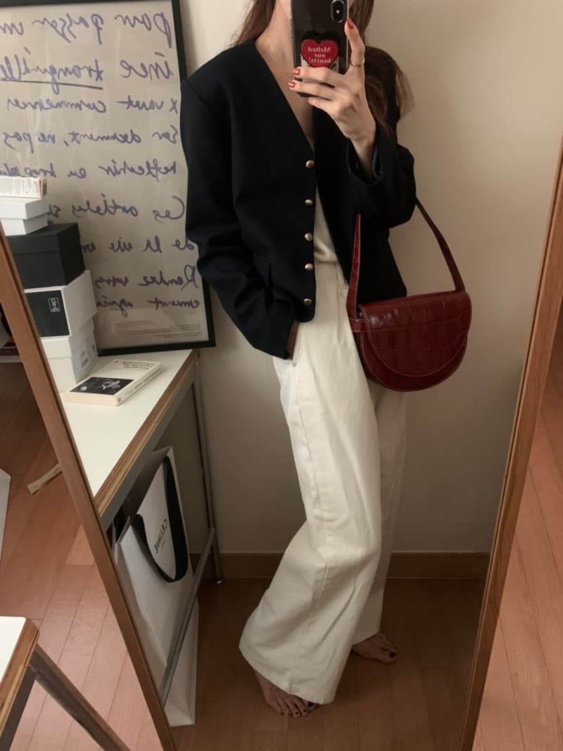 있음 선적 한 부서 클래식 미니멀리즘 다용도 V넥 긴팔 재킷 이미지 3