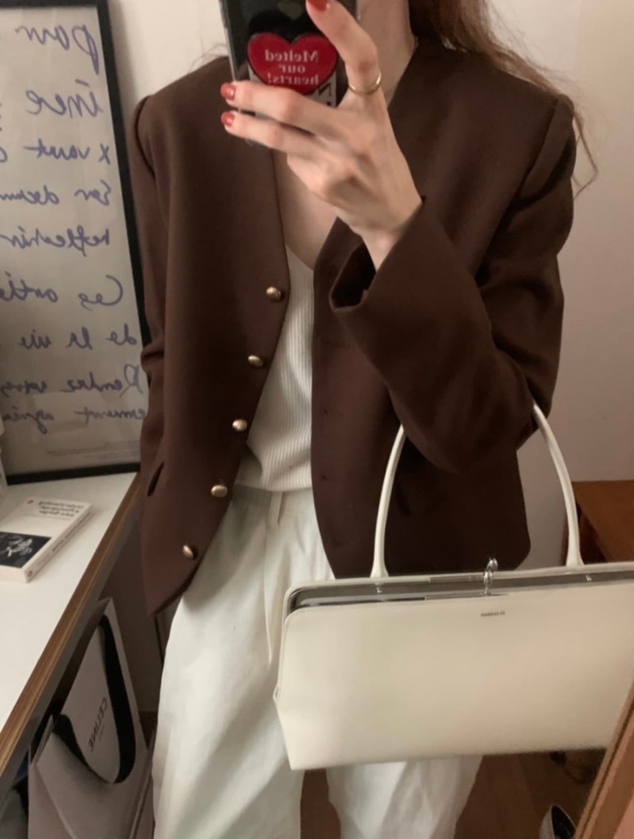 있음 선적 한 부서 클래식 미니멀리즘 다용도 V넥 긴팔 재킷 이미지 2