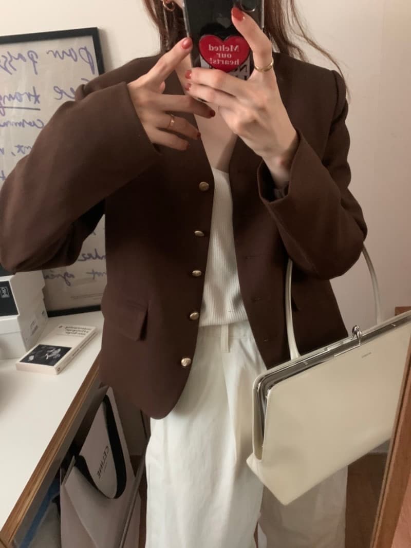 있음 선적 한 부서 클래식 미니멀리즘 다용도 V넥 긴팔 재킷 상세 이미지 7