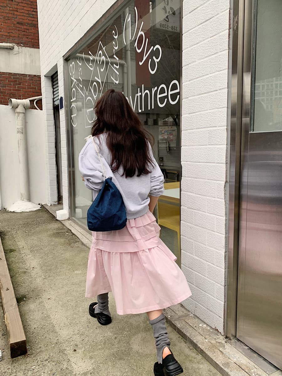있음 선적 다용도 품격 계단식 허리밴드 반신 스커트 상세 이미지 3