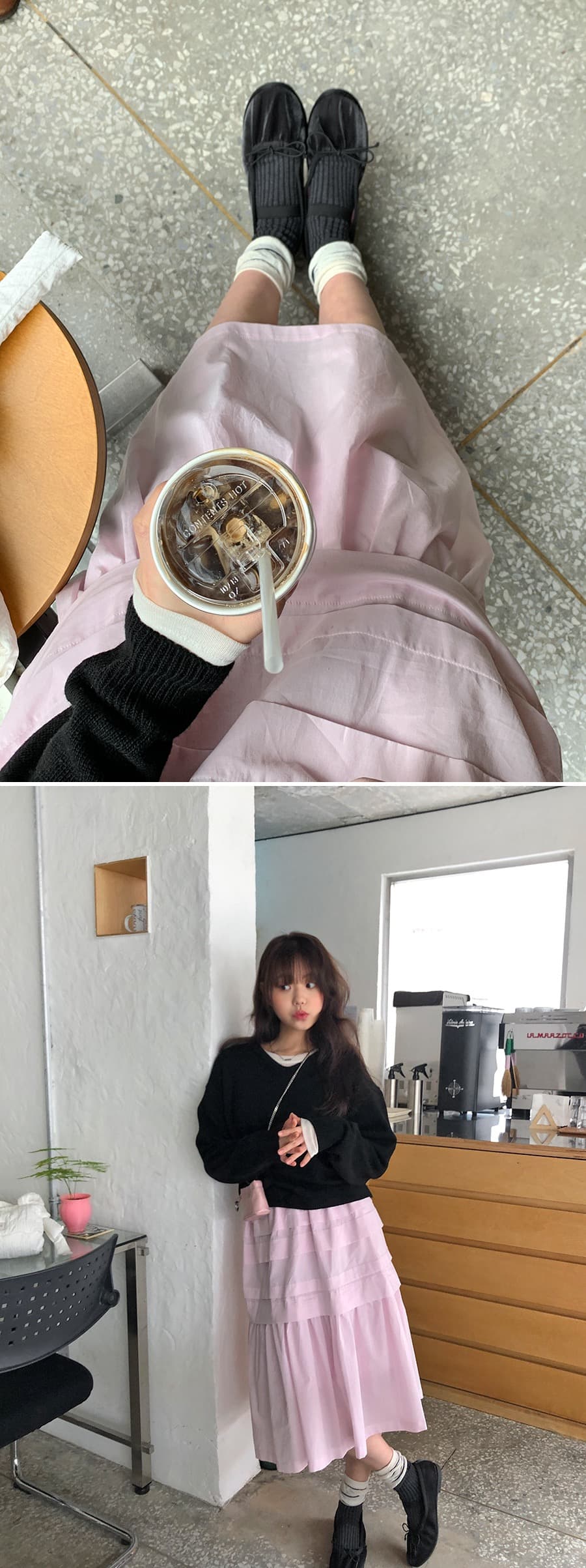 있음 선적 다용도 품격 계단식 허리밴드 반신 스커트 상세 이미지 11