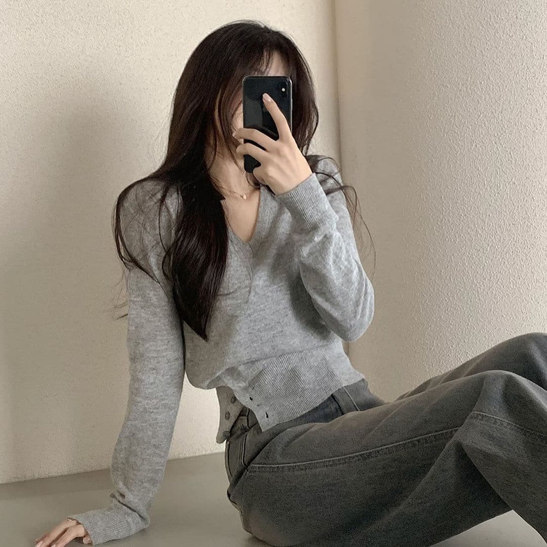 있음 선적 한 부서 얇고 가벼운 V넥 디자인 센스 인사이드 가져 가라. 외출용 털 니트 스웨터