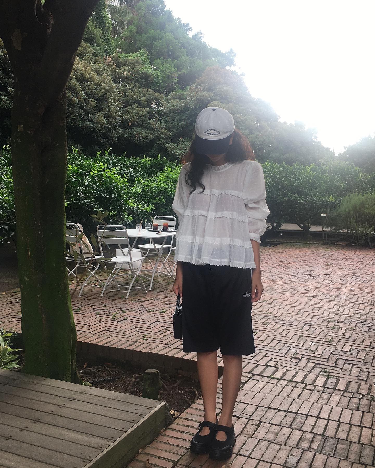 있음 선적 한 부서 달콤함 계단식 패치워크 레이스 루즈핏 라운드 넥 긴팔 맨위 상세 이미지 13