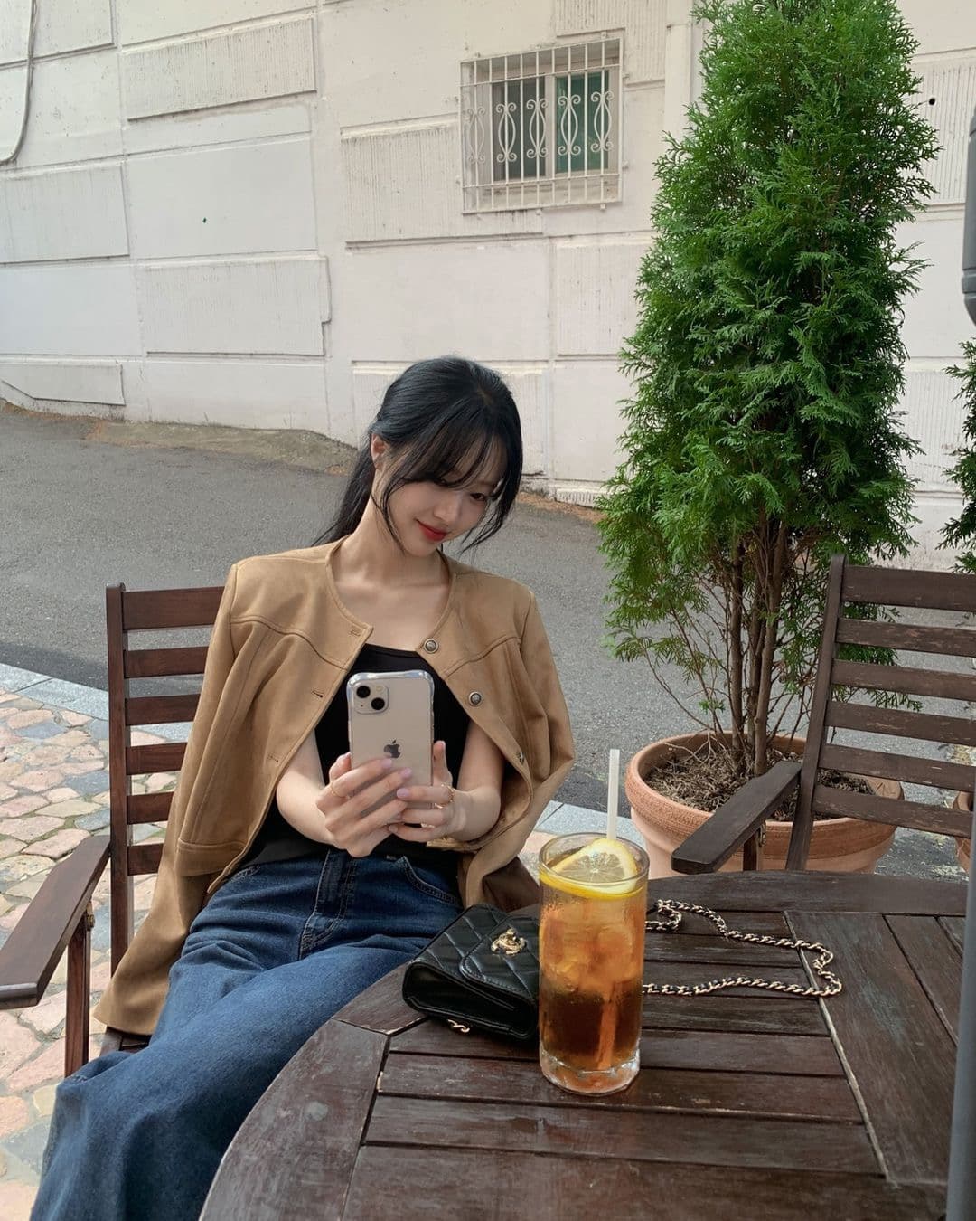 있음 선적 한 부서 캐주얼 스웨이드 원단 라운드 넥 긴팔 재킷 싱글 줄 버튼 이미지 3