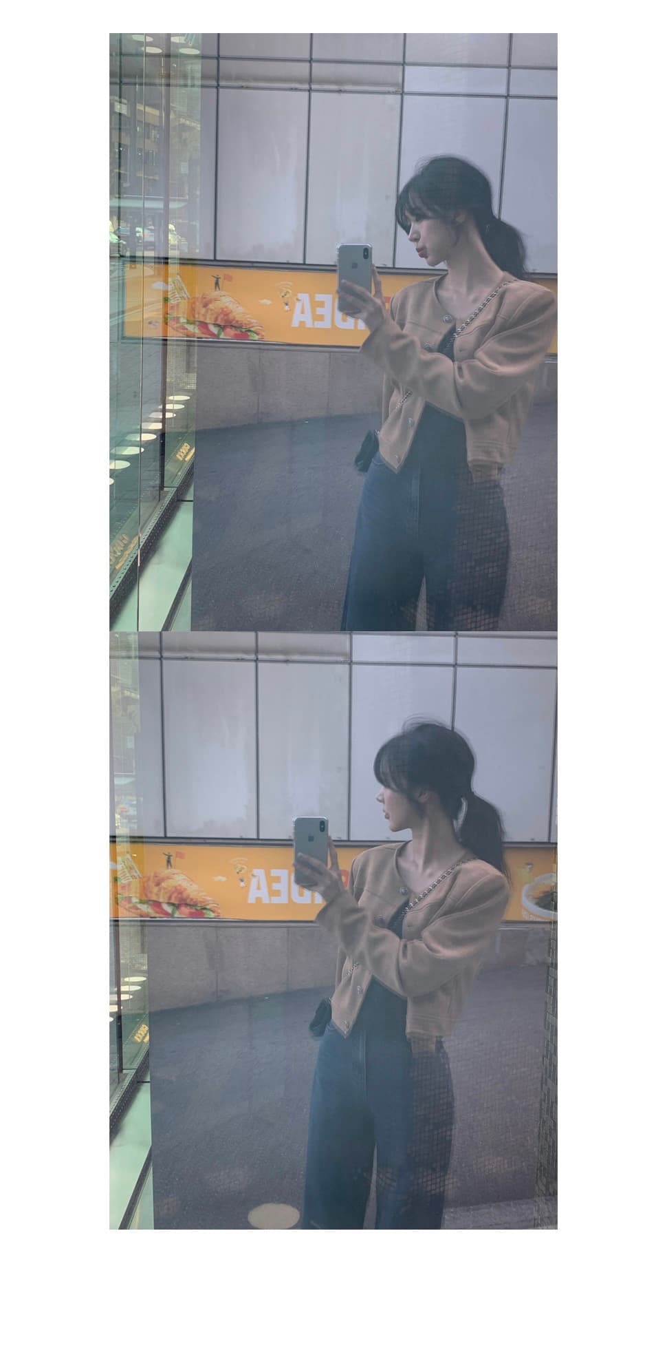 있음 선적 한 부서 캐주얼 스웨이드 원단 라운드 넥 긴팔 재킷 싱글 줄 버튼 상세 이미지 5