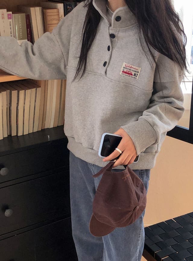 있음 선적 한 부서 연령 감소 털이 있는 폴로 칼라 긴팔 후드티 상세 이미지 8