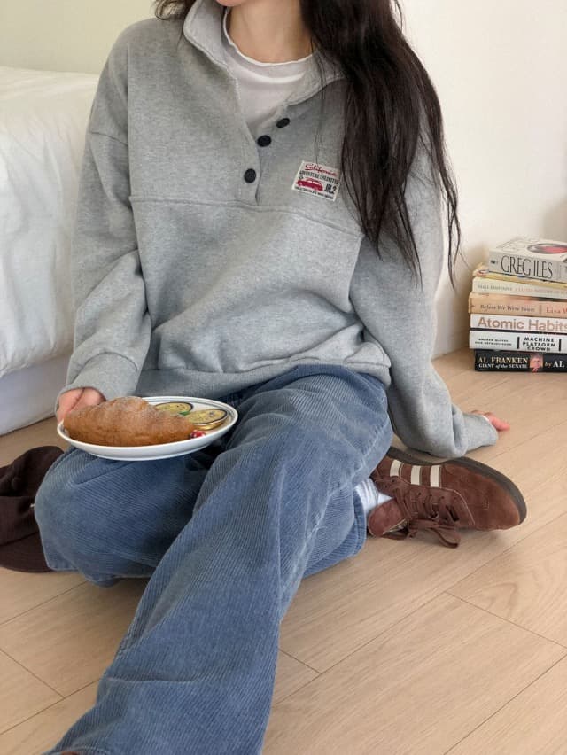있음 선적 한 부서 연령 감소 털이 있는 폴로 칼라 긴팔 후드티 상세 이미지 11