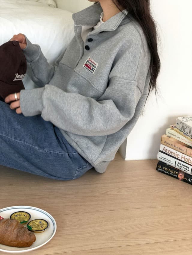 있음 선적 한 부서 연령 감소 털이 있는 폴로 칼라 긴팔 후드티 상세 이미지 12