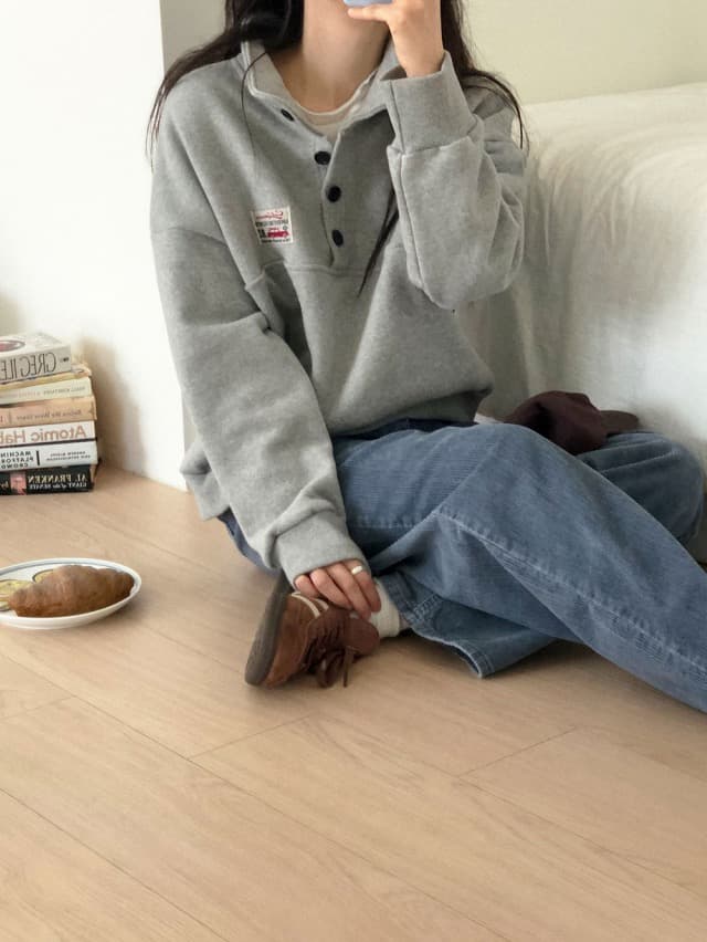 있음 선적 한 부서 연령 감소 털이 있는 폴로 칼라 긴팔 후드티 상세 이미지 14