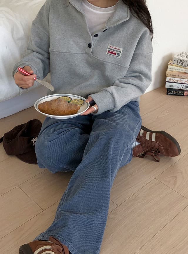 있음 선적 한 부서 연령 감소 털이 있는 폴로 칼라 긴팔 후드티 상세 이미지 15
