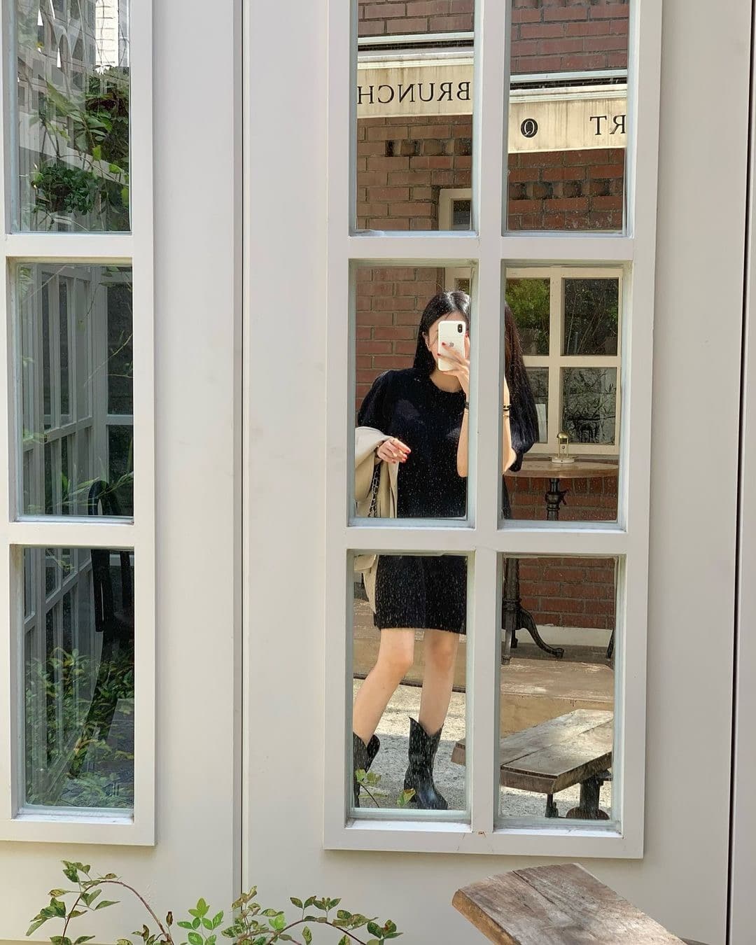 있음 선적 삼색 한 부서 라운드 넥 반팔 스웨터 원피스 상세 이미지 10