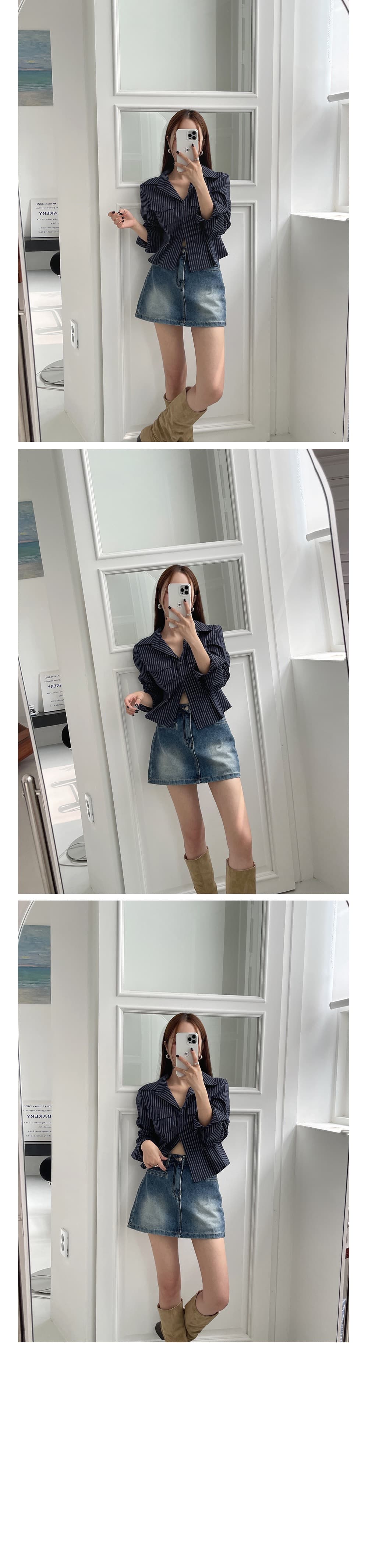 있음 선적 한 부서 품격 출퇴근 스트라이프 몸매 가꾸기 긴팔 셔츠 상세 이미지 1