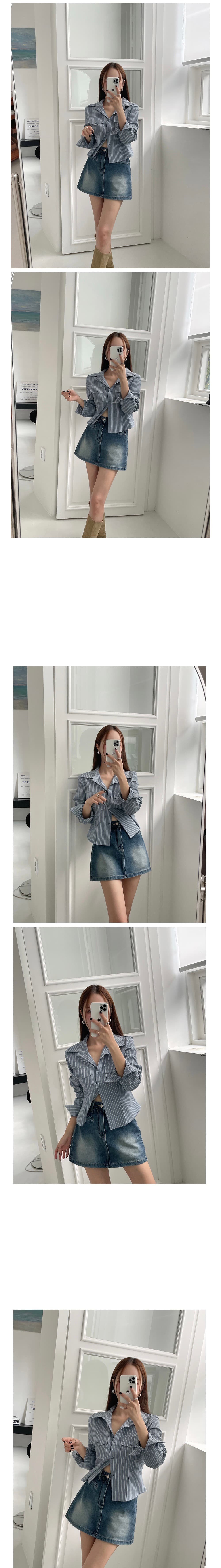 있음 선적 한 부서 품격 출퇴근 스트라이프 몸매 가꾸기 긴팔 셔츠 상세 이미지 3