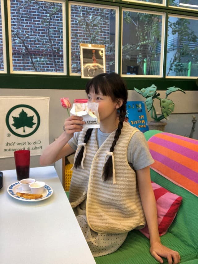 있음 선적 둘 색상 한 부서 연령 감소 스트라이프 우유 씽 하는 소리 양털 플리스 베스트 상세 이미지 8