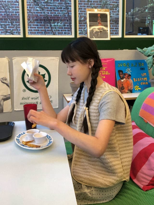 있음 선적 둘 색상 한 부서 연령 감소 스트라이프 우유 씽 하는 소리 양털 플리스 베스트 상세 이미지 11