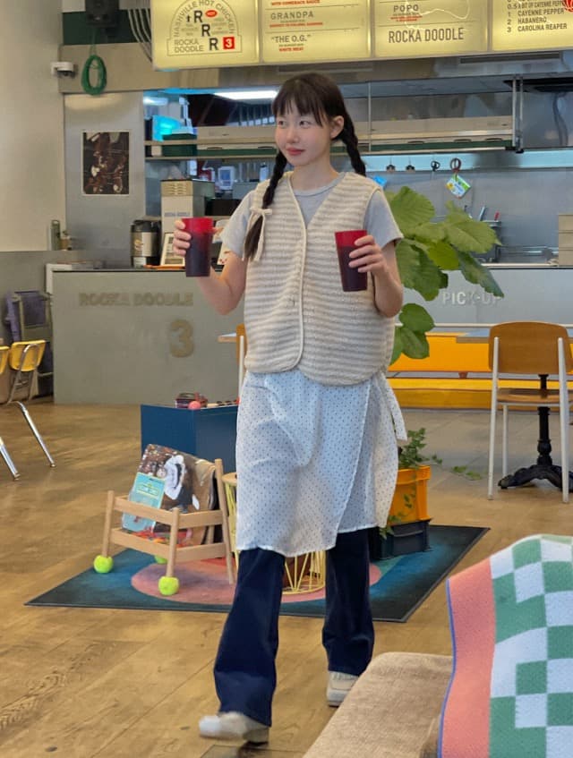 있음 선적 둘 색상 한 부서 연령 감소 스트라이프 우유 씽 하는 소리 양털 플리스 베스트 상세 이미지 14