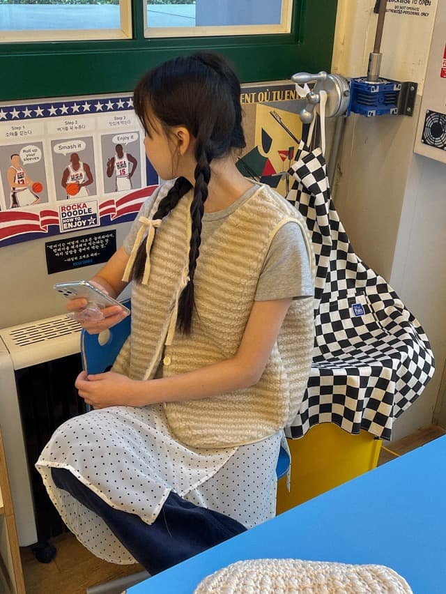있음 선적 둘 색상 한 부서 연령 감소 스트라이프 우유 씽 하는 소리 양털 플리스 베스트 상세 이미지 24