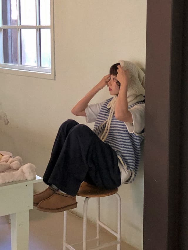 있음 선적 둘 색상 한 부서 연령 감소 스트라이프 우유 씽 하는 소리 양털 플리스 베스트 상세 이미지 27