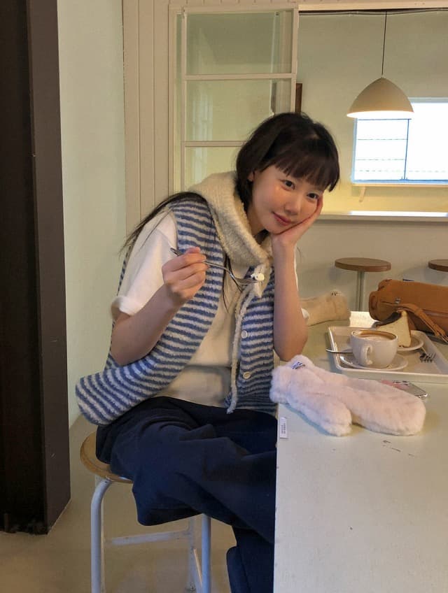 있음 선적 둘 색상 한 부서 연령 감소 스트라이프 우유 씽 하는 소리 양털 플리스 베스트 상세 이미지 36