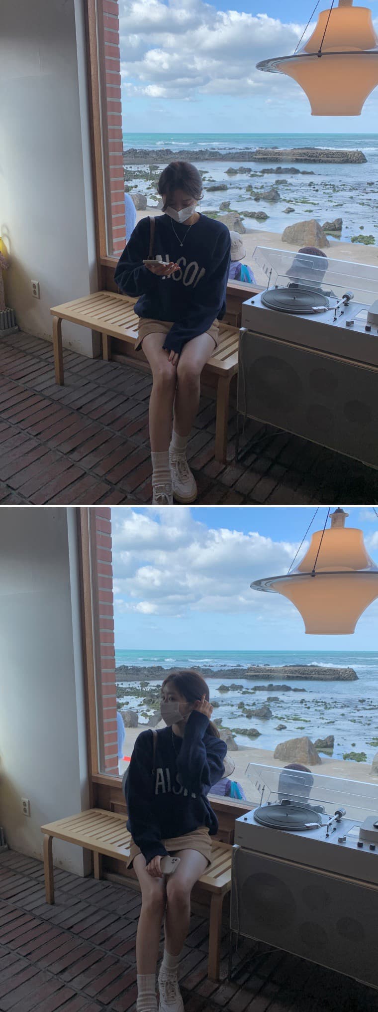 있음 선적 한 부서 미니멀리즘 알파벳 자카드 라운드 넥 풀오버 상세 이미지 15