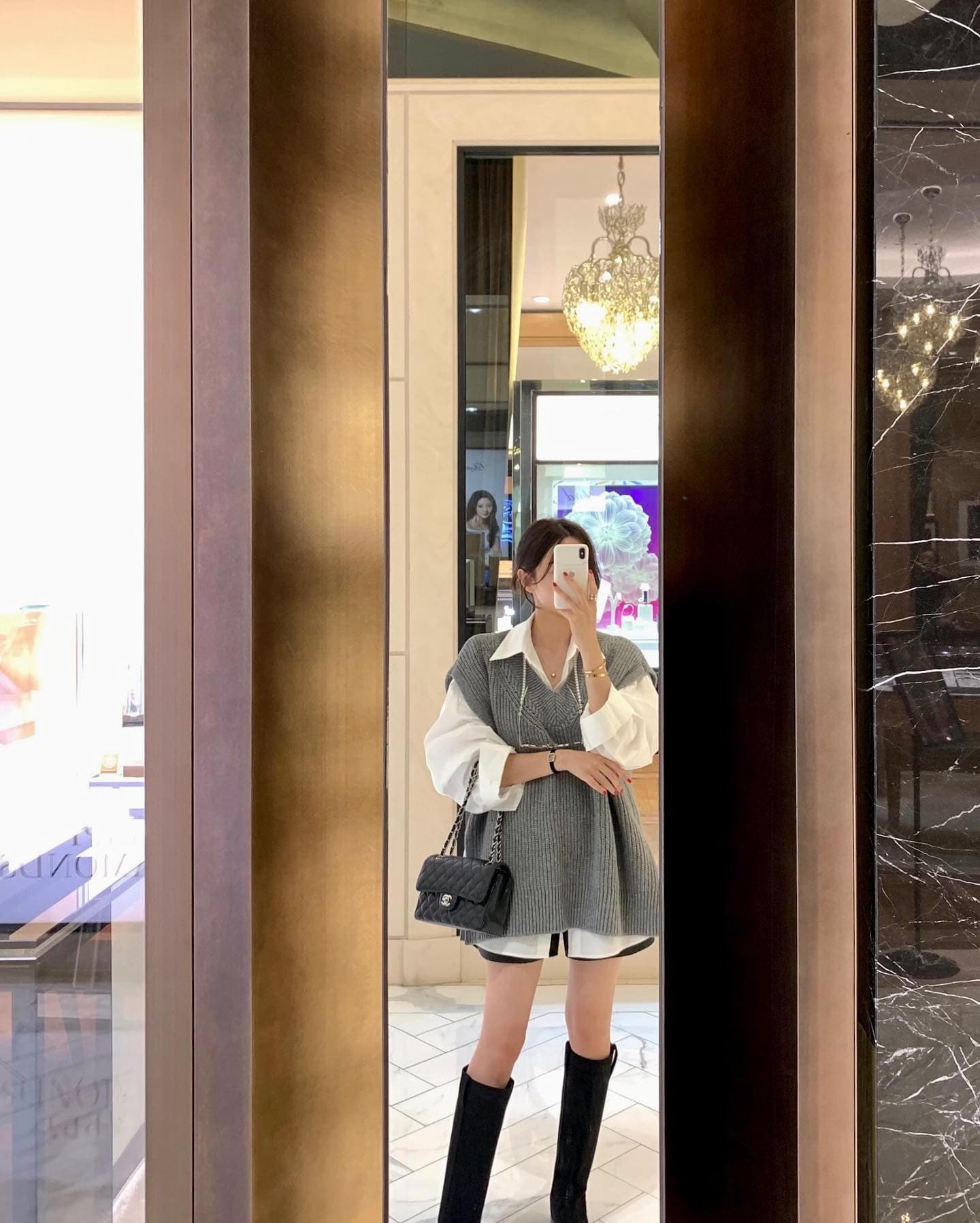 있음 선적 느슨함 센스 한 부서 스택 착용 투피스 세트 구덩이 기사 스웨터 베스트 다용도 긴팔 화이트 여성 셔츠 상세 이미지 2