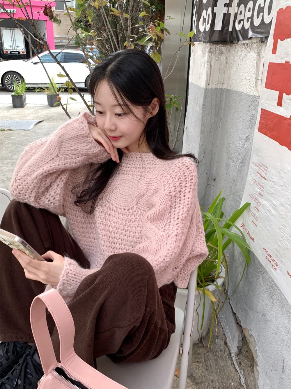 있음 선적 한 부서 느긋한 홀로우 아웃 보트넥 꽈배기 매듭 풀오버 상세 이미지 5