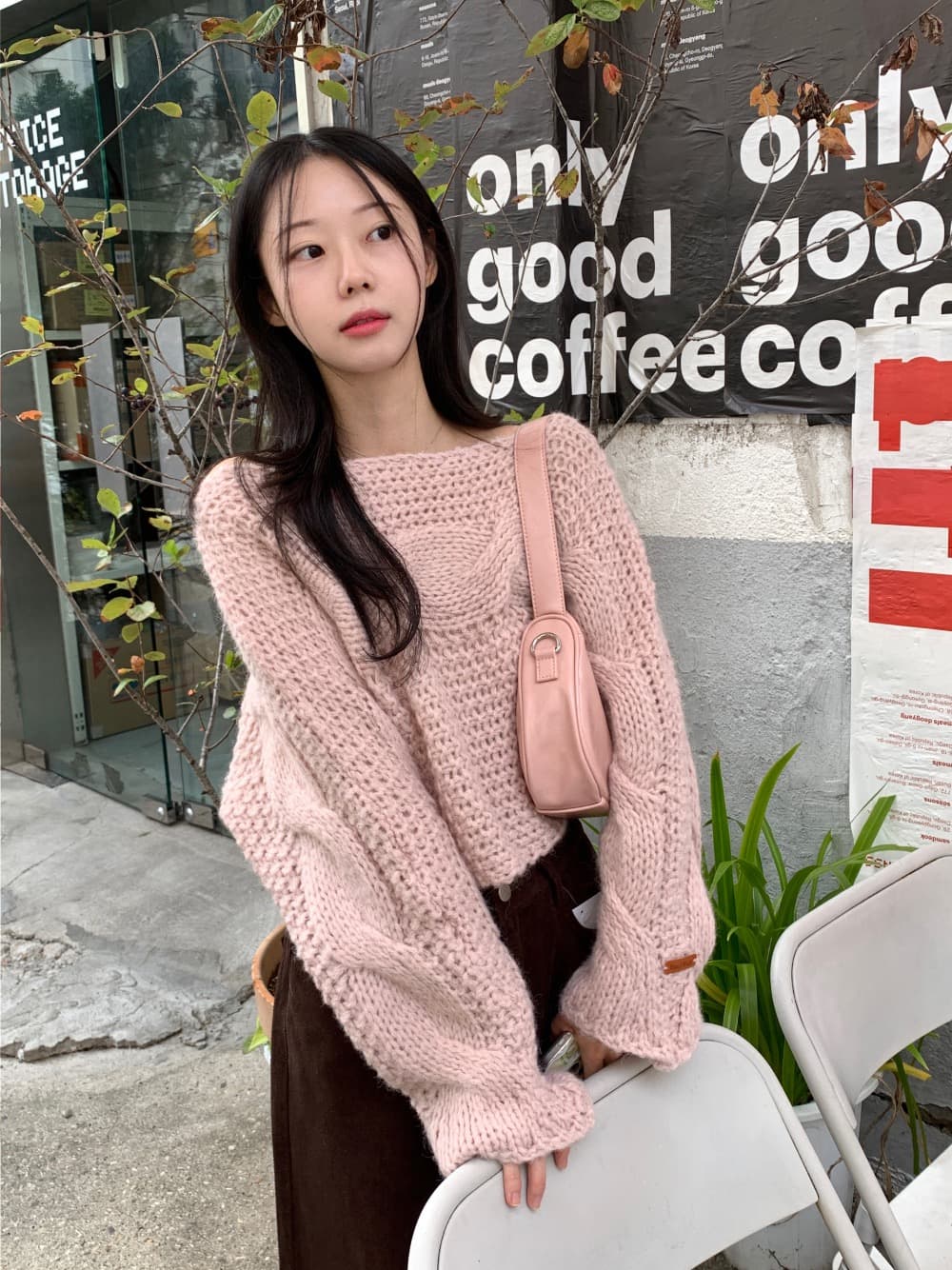 있음 선적 한 부서 느긋한 홀로우 아웃 보트넥 꽈배기 매듭 풀오버 상세 이미지 9