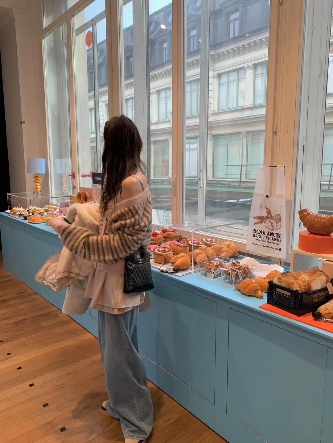 있음 선적 한 부서 레트로 V넥 색상 스트라이프 찹쌀 느긋한 바람 루즈핏 싱글 줄 버튼 스웨터 코트 상세 이미지 3
