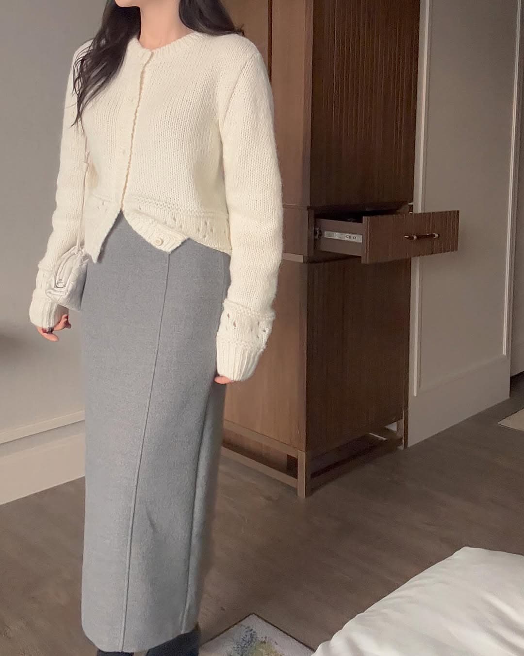 있음 선적 한 부서 부드러운 바람 홀로우 아웃 루즈핏 슬림해 보이는 달콤함 맨위 재킷 상세 이미지 3