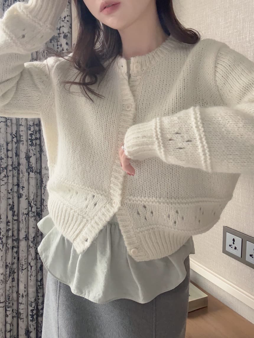 있음 선적 한 부서 부드러운 바람 홀로우 아웃 루즈핏 슬림해 보이는 달콤함 맨위 재킷 상세 이미지 9