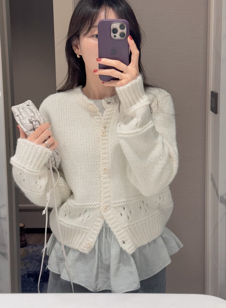 있음 선적 한 부서 부드러운 바람 홀로우 아웃 루즈핏 슬림해 보이는 달콤함 맨위 재킷 상세 이미지 11