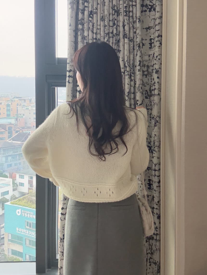 있음 선적 한 부서 부드러운 바람 홀로우 아웃 루즈핏 슬림해 보이는 달콤함 맨위 재킷 상세 이미지 16