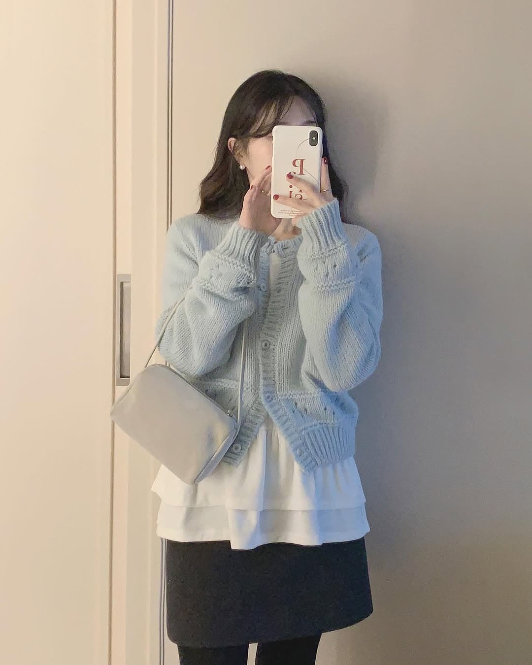 있음 선적 한 부서 부드러운 바람 홀로우 아웃 루즈핏 슬림해 보이는 달콤함 맨위 재킷 상세 이미지 21