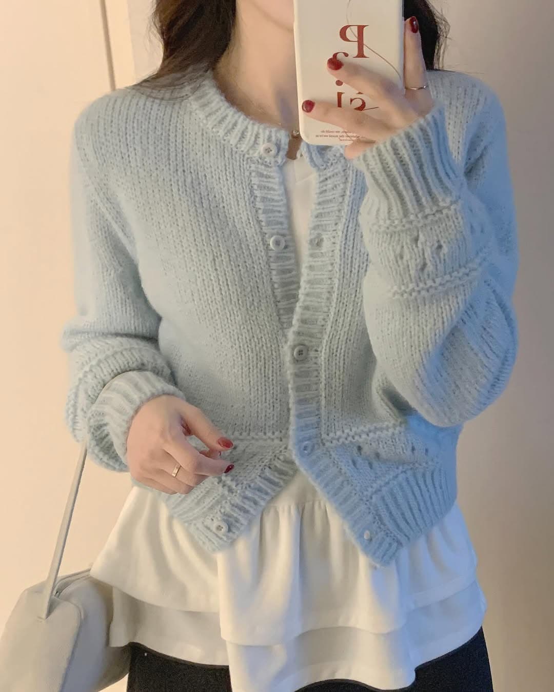 있음 선적 한 부서 부드러운 바람 홀로우 아웃 루즈핏 슬림해 보이는 달콤함 맨위 재킷 상세 이미지 23