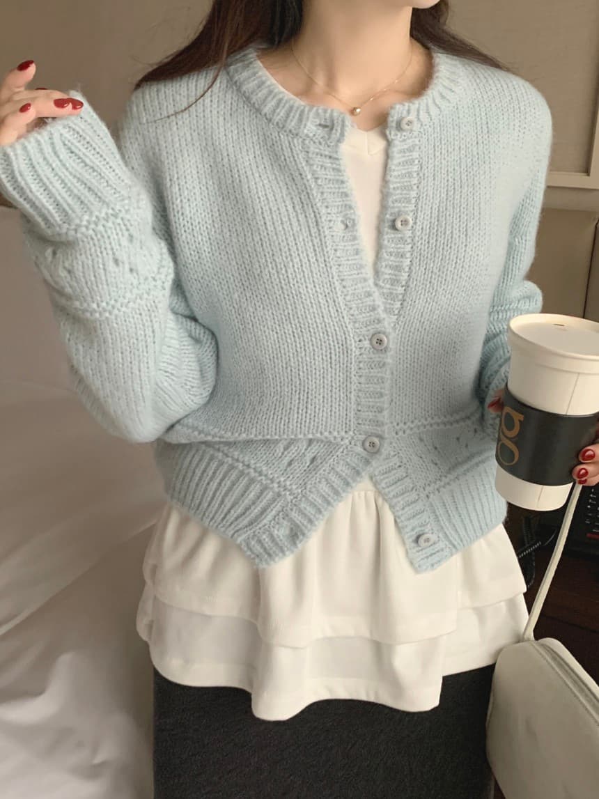 있음 선적 한 부서 부드러운 바람 홀로우 아웃 루즈핏 슬림해 보이는 달콤함 맨위 재킷 상세 이미지 25