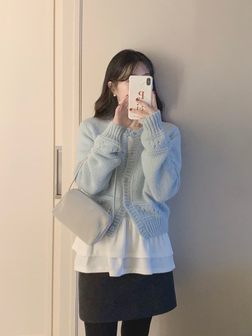 있음 선적 한 부서 부드러운 바람 홀로우 아웃 루즈핏 슬림해 보이는 달콤함 맨위 재킷 상세 이미지 28