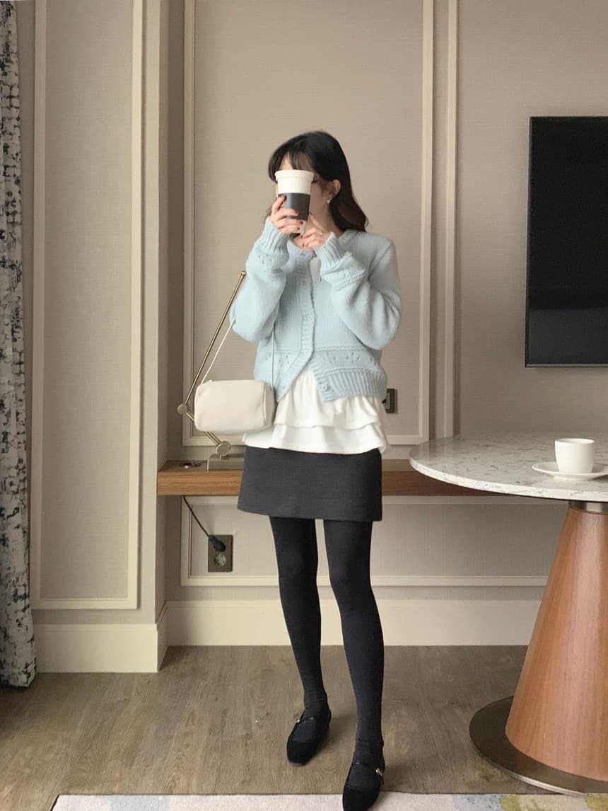 있음 선적 한 부서 부드러운 바람 홀로우 아웃 루즈핏 슬림해 보이는 달콤함 맨위 재킷 상세 이미지 30