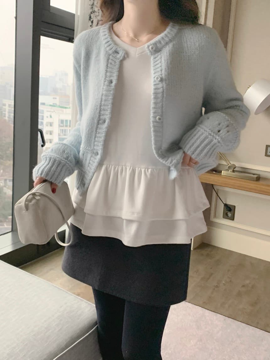 있음 선적 한 부서 부드러운 바람 홀로우 아웃 루즈핏 슬림해 보이는 달콤함 맨위 재킷 상세 이미지 31