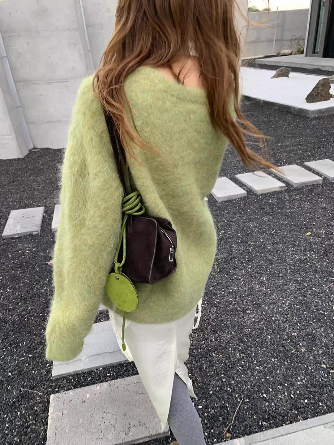 있음 선적 한 부서 소프트 사탕 색상 미니멀리즘 긴팔 스웨터 오픈 가디건 상세 이미지 5