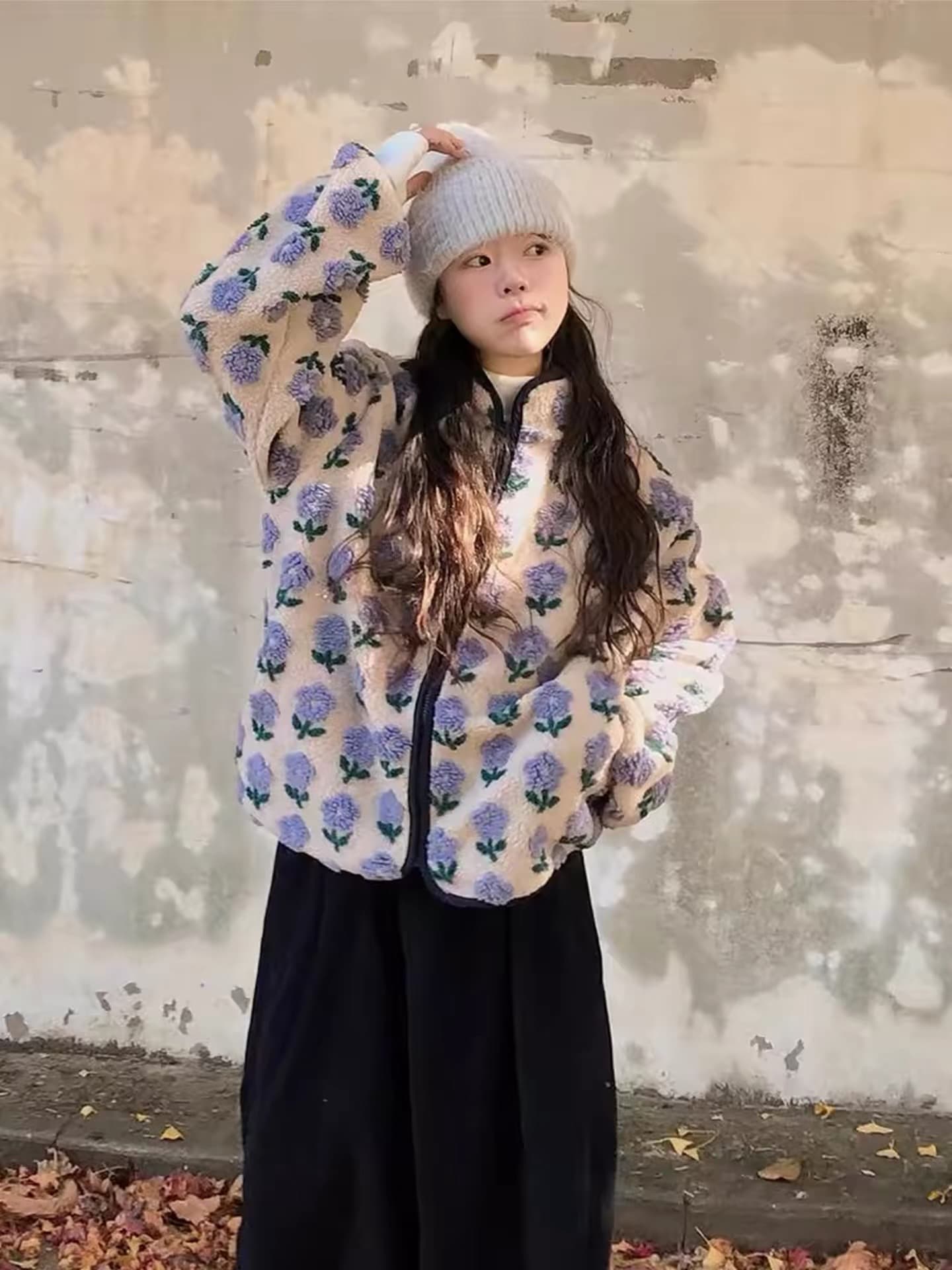 있음 선적 한 부서 색상 3 차원 꽃 배색 다용도 양털 보온 면 옷